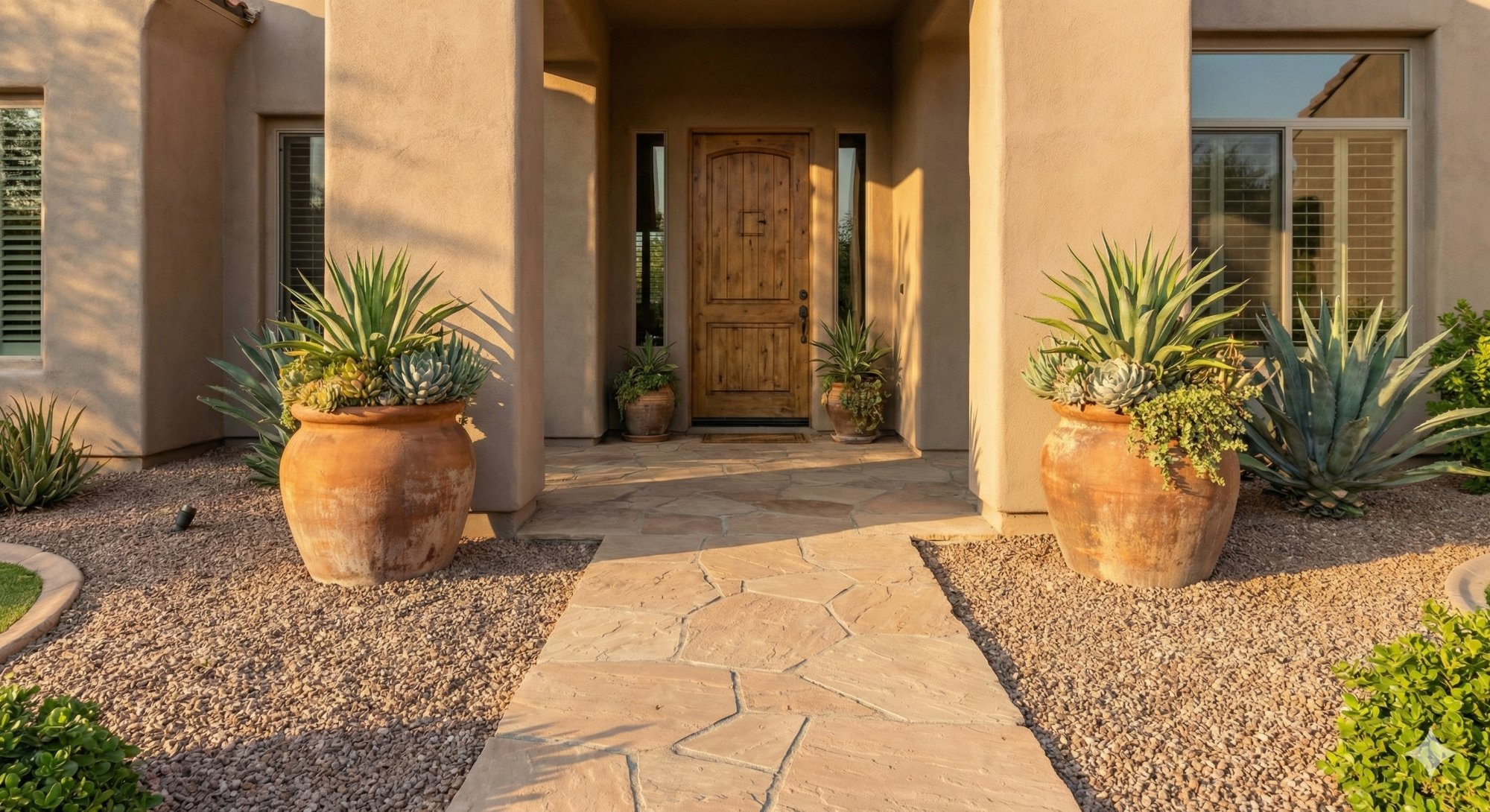 Beautiful entry with desert landscaping